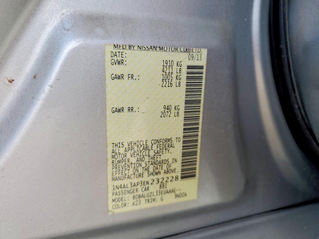 2014 NISSAN ALTIMA 2.5 SV photo 23