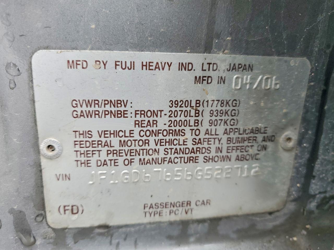 2006 SUBARU IMPREZA 2.5I photo 37