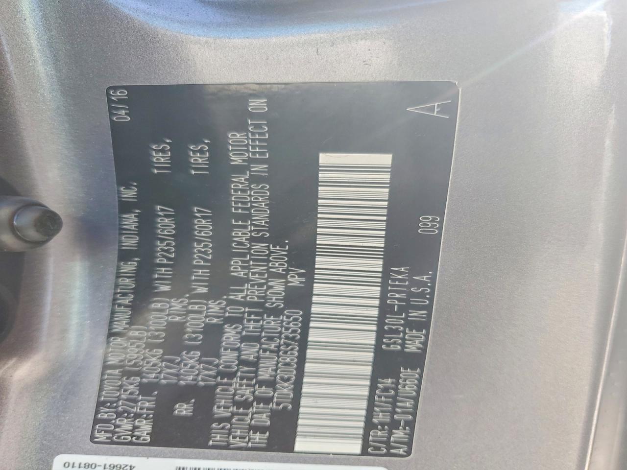 2016 TOYOTA SIENNA LE photo 25