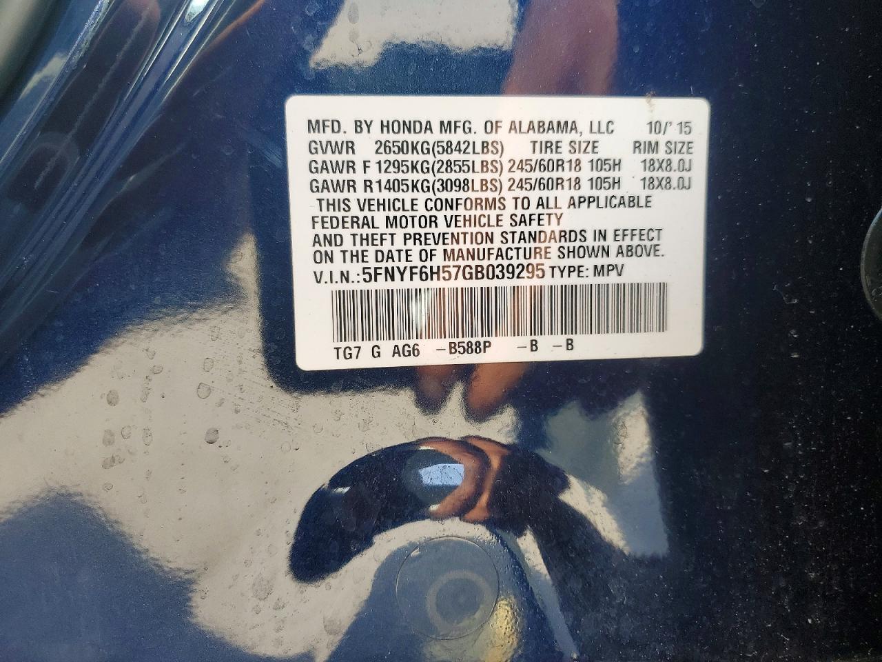 2016 HONDA PILOT EXL photo 40
