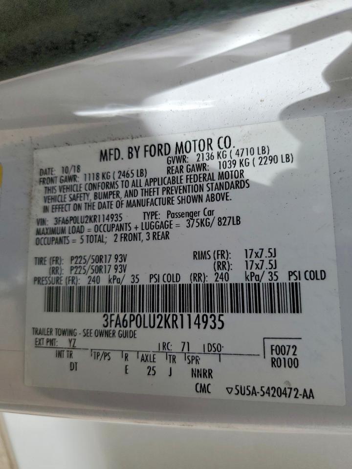 2019 FORD FUSION SE photo 34