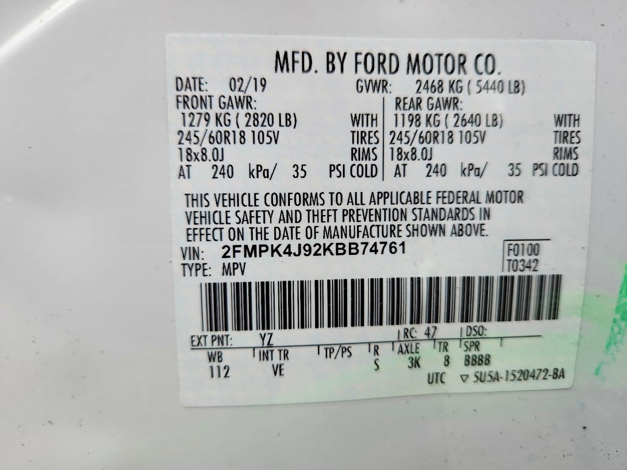 2019 FORD EDGE SEL photo 25