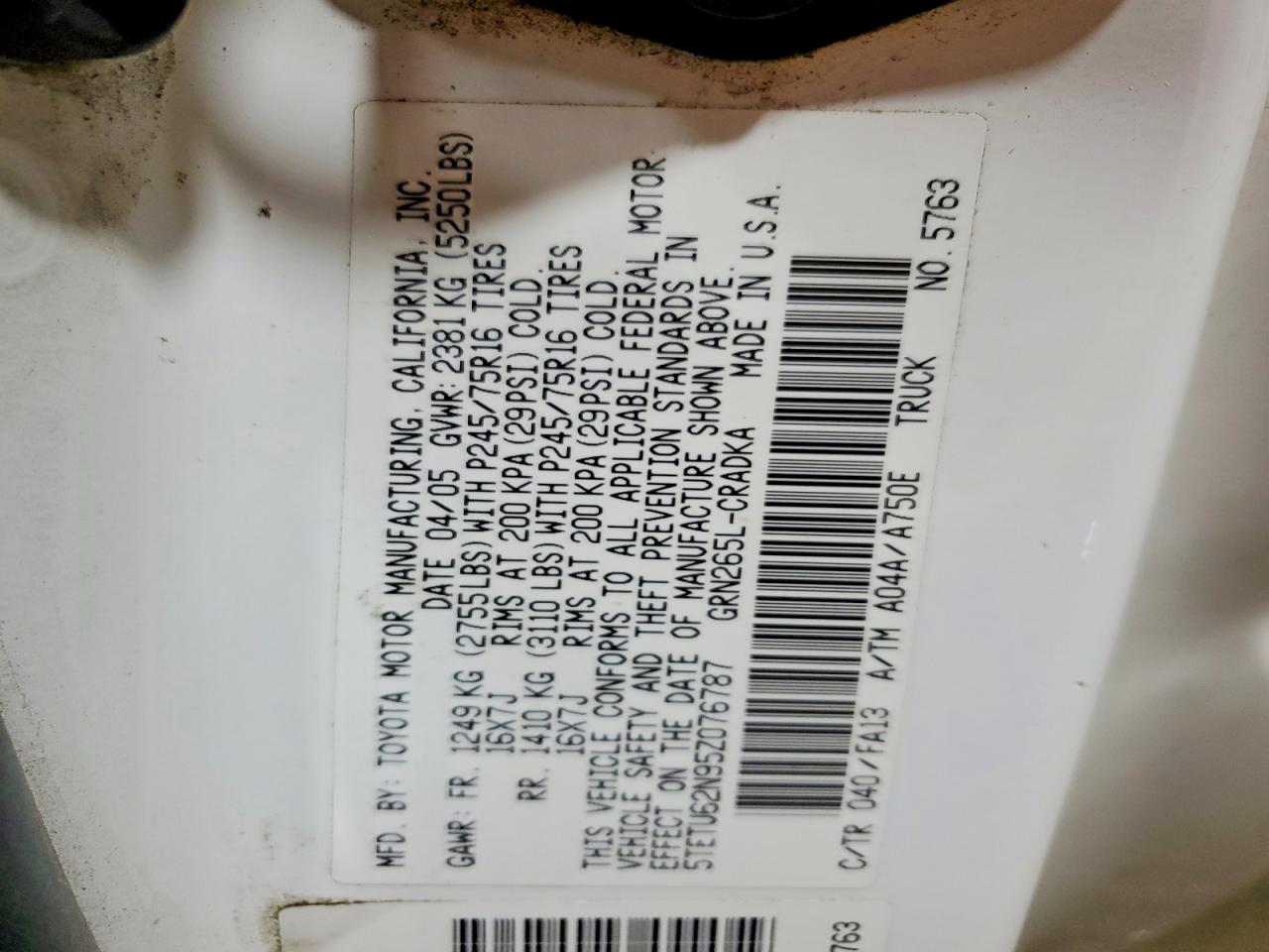 2005 TOYOTA TACOMA PRERUNNER ACCESS CAB photo 37