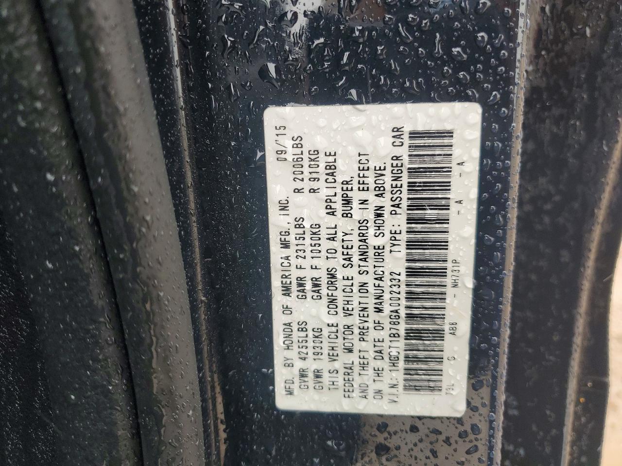 2016 HONDA ACCORD EX photo 25