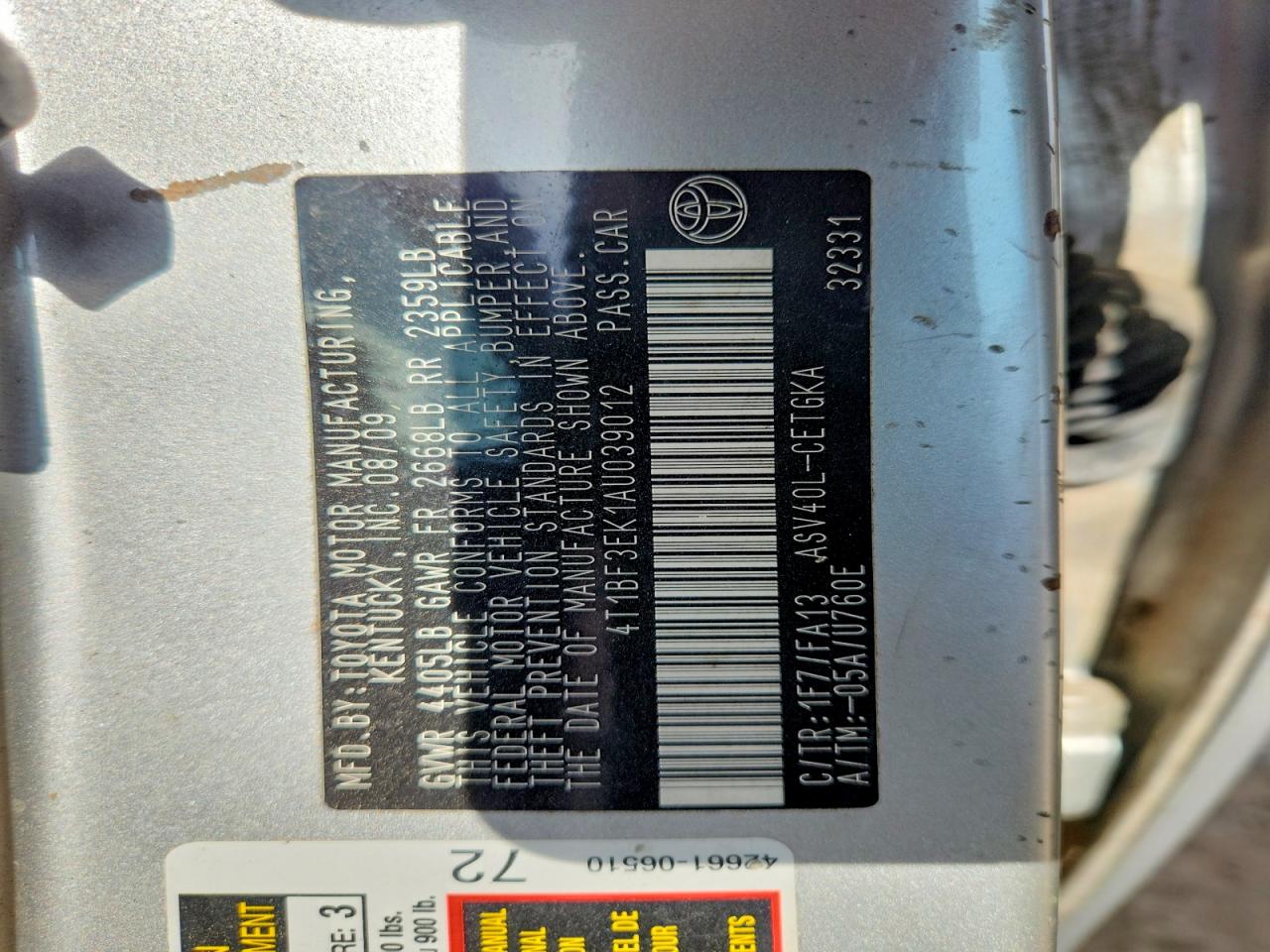 2010 TOYOTA CAMRY XLE photo 34