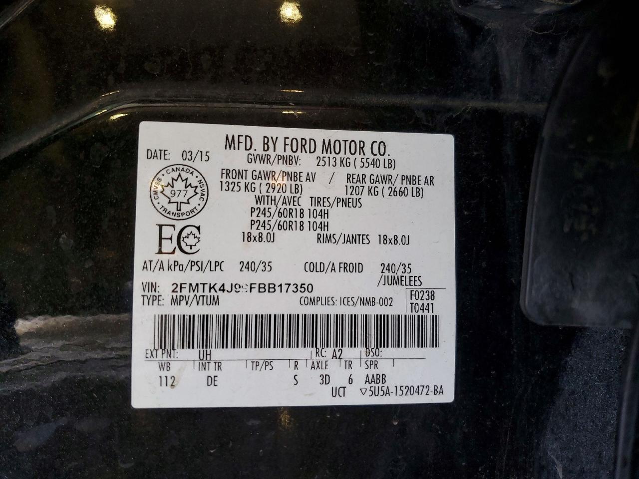 2015 FORD EDGE SEL photo 40