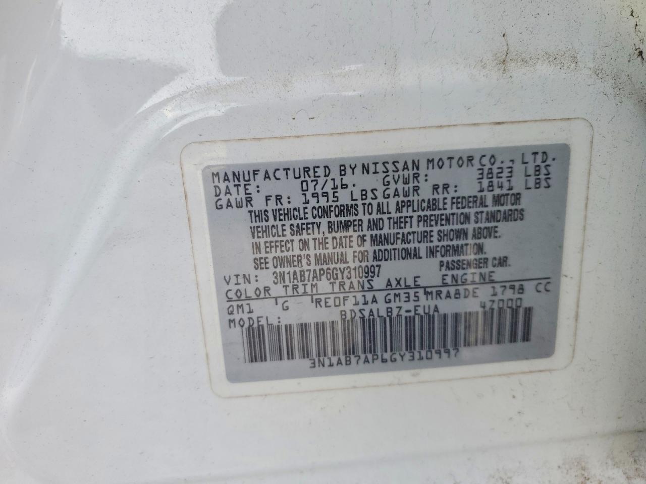 2016 NISSAN SENTRA S photo 37