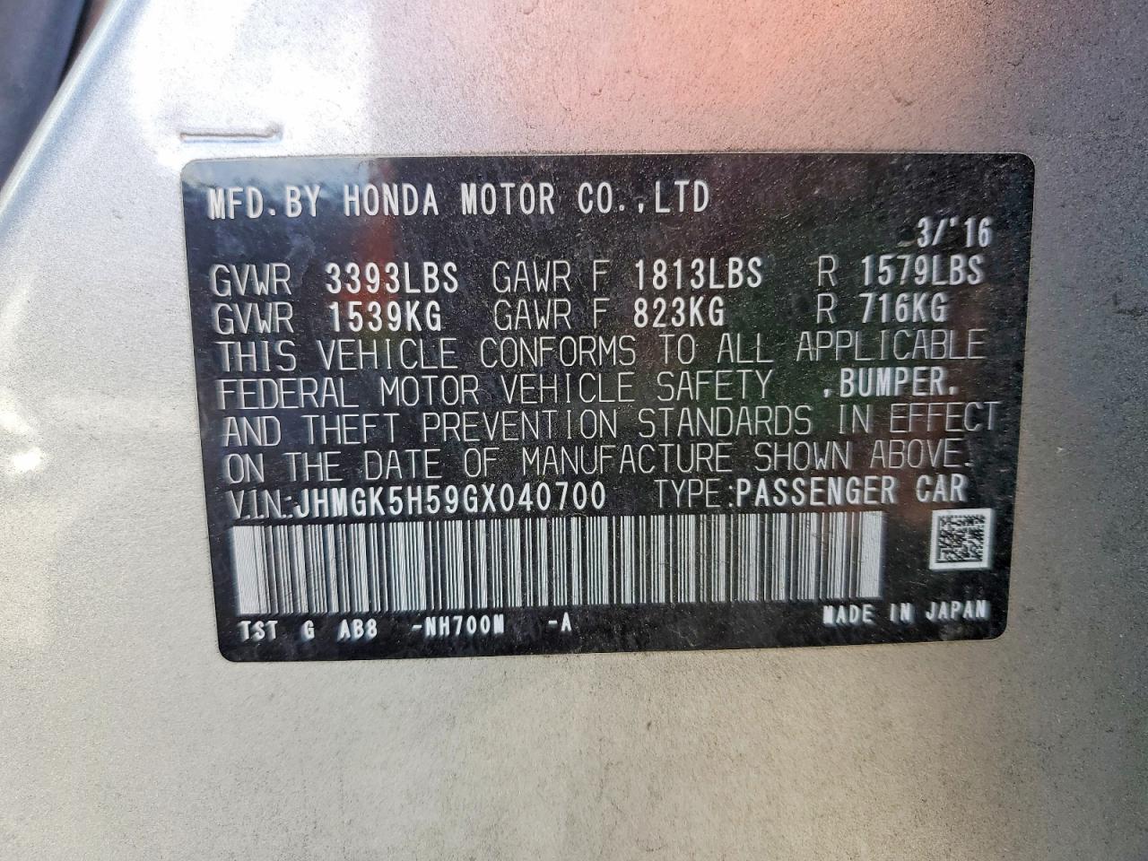 2016 HONDA FIT LX photo 23
