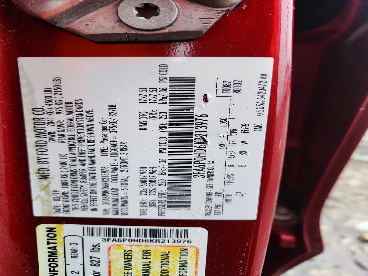 2019 FORD FUSION SE photo 25