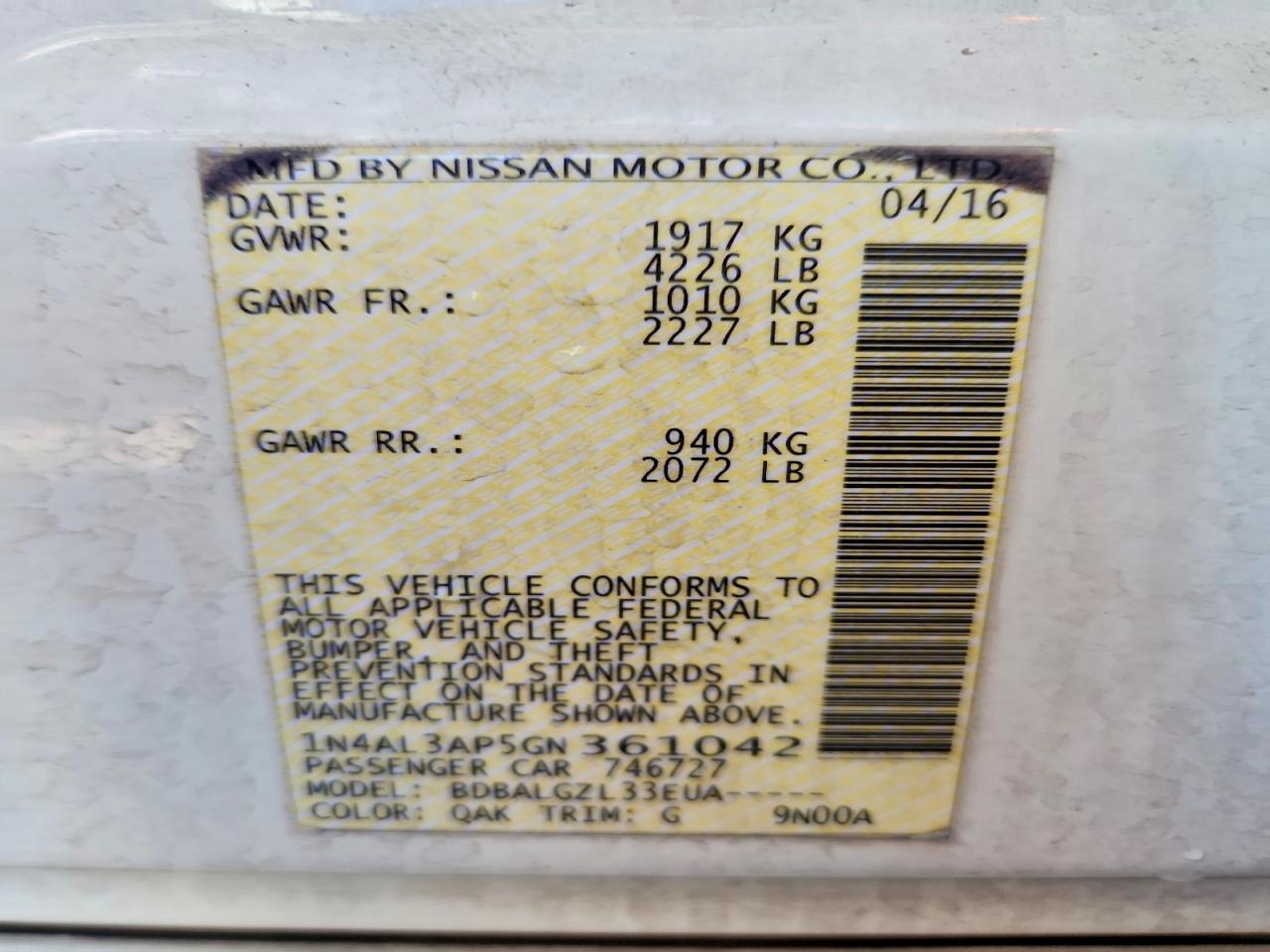 2016 NISSAN ALTIMA 2.5 S photo 23