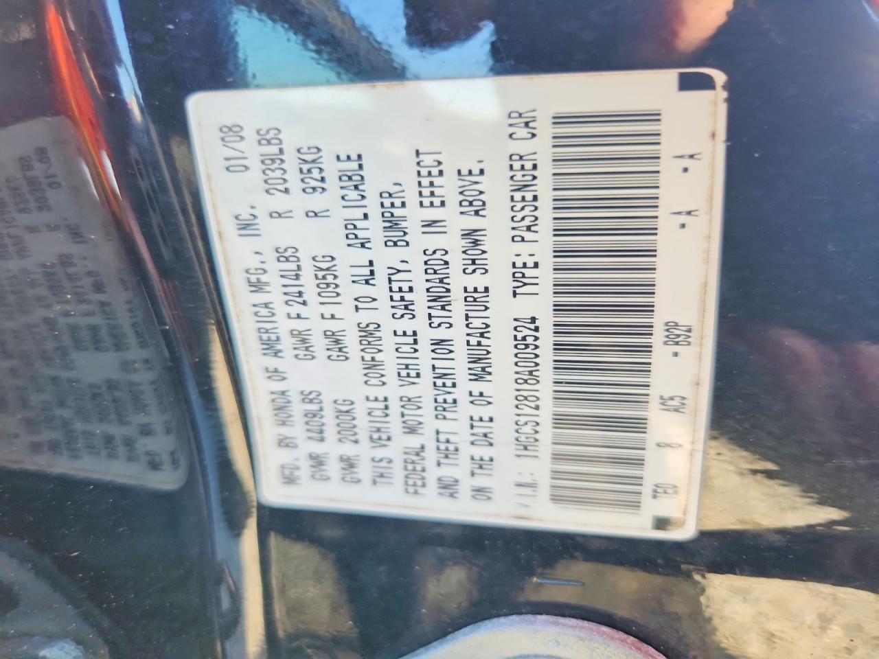 2008 HONDA ACCORD EX photo 34