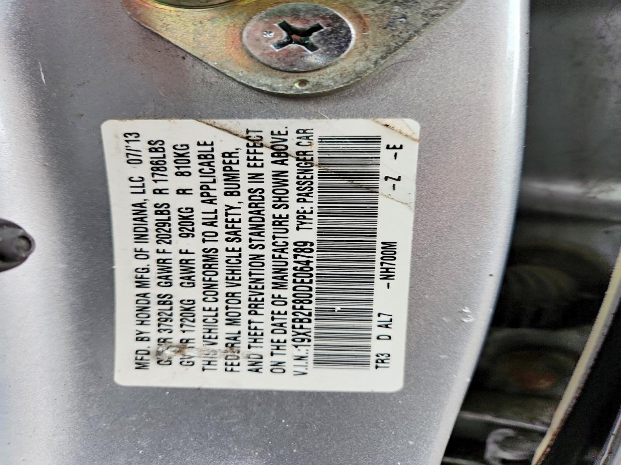 2013 HONDA CIVIC EX photo 34