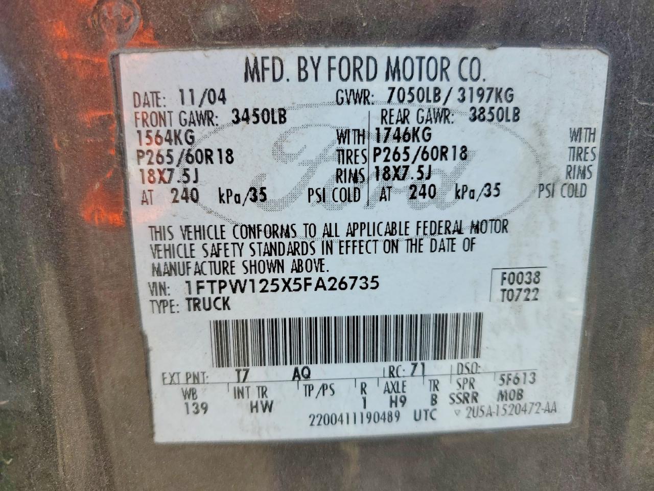2005 FORD F150 SUPERCREW photo 23