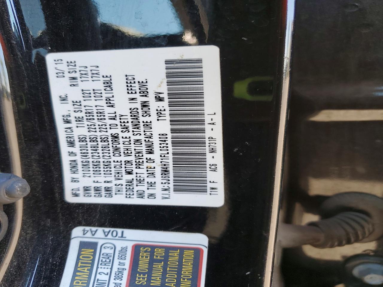 2015 HONDA CR-V EXL photo 25