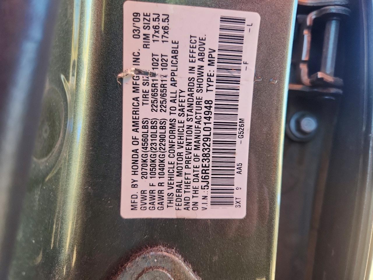2009 HONDA CR-V LX photo 34