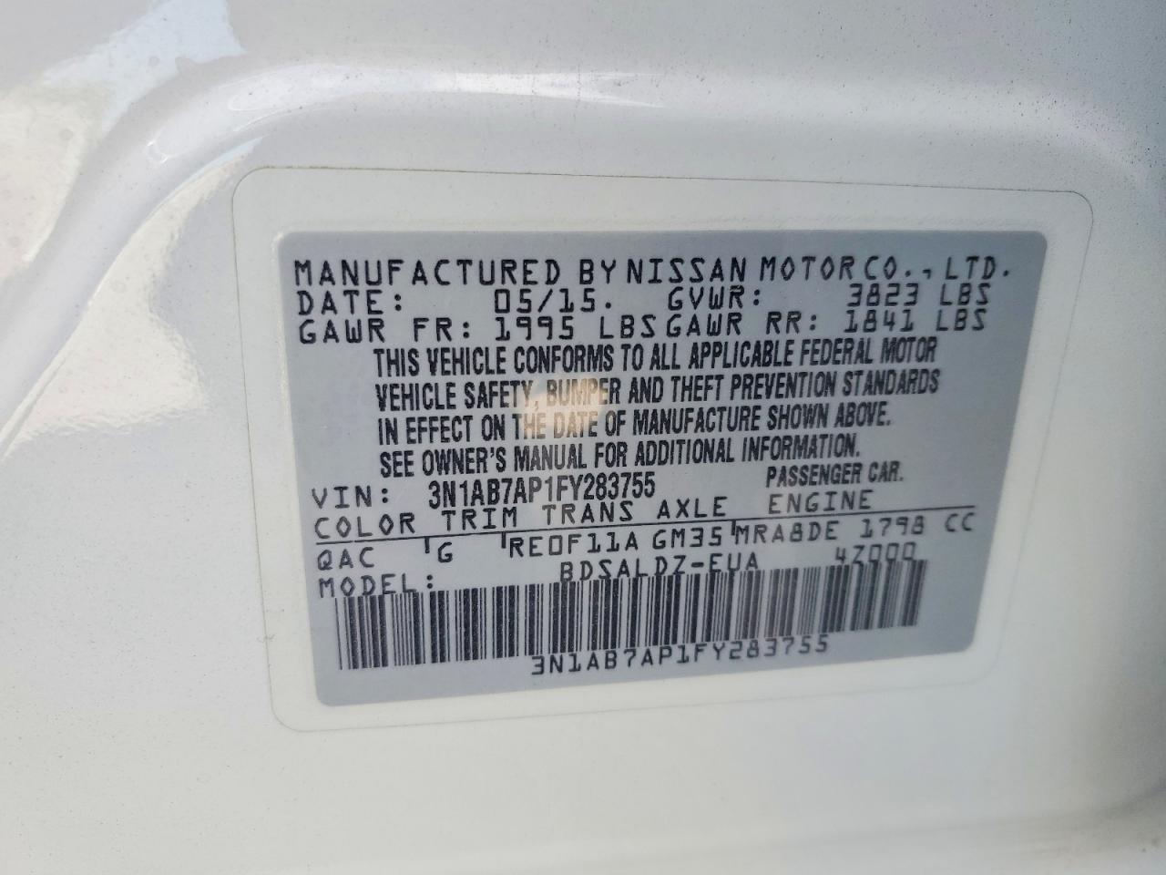 2015 NISSAN SENTRA SV photo 25