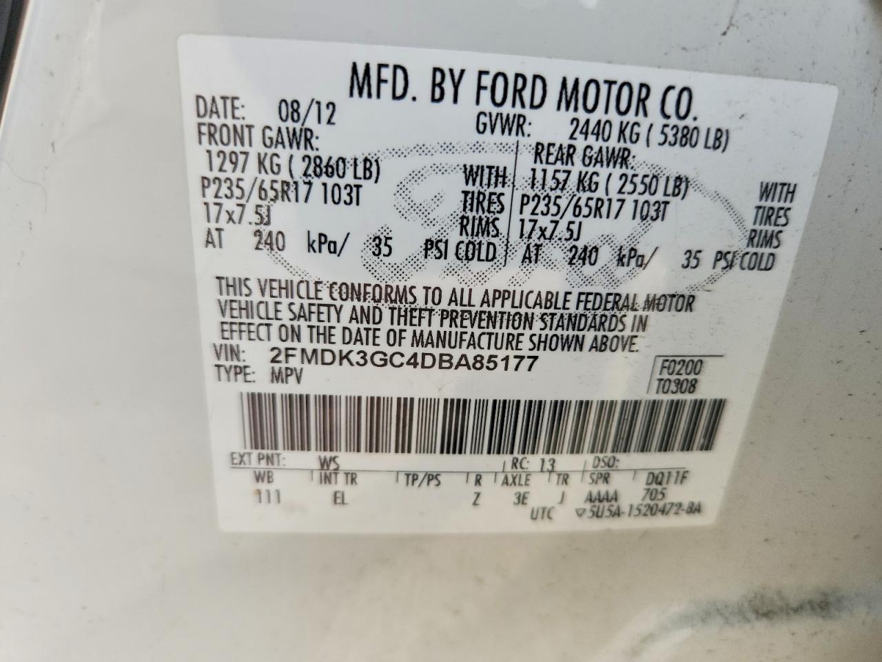 2013 FORD EDGE SE photo 37