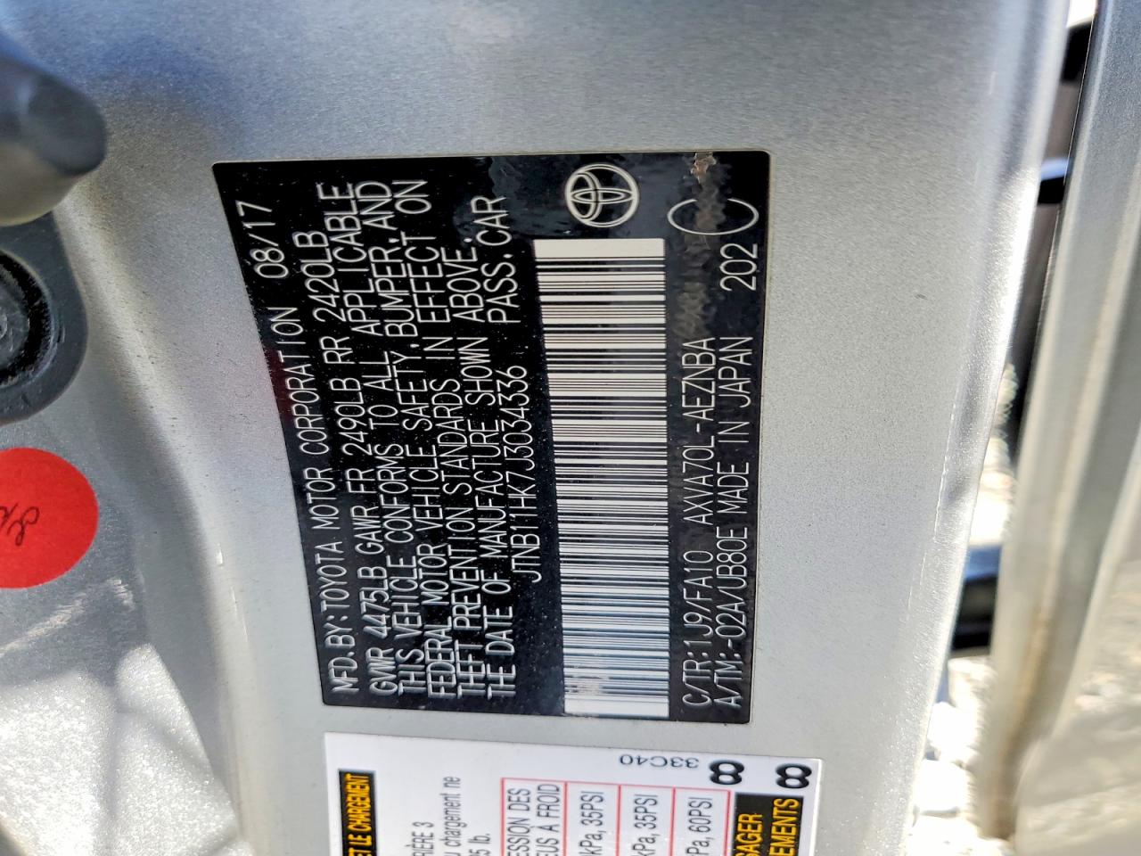 2018 TOYOTA CAMRY LE photo 37