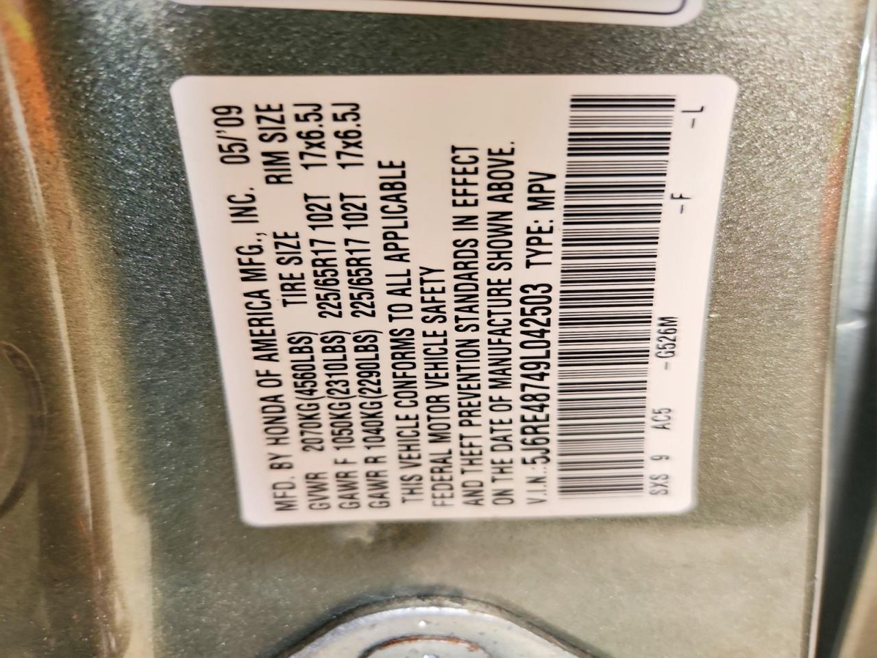 2009 HONDA CR-V EXL photo 27