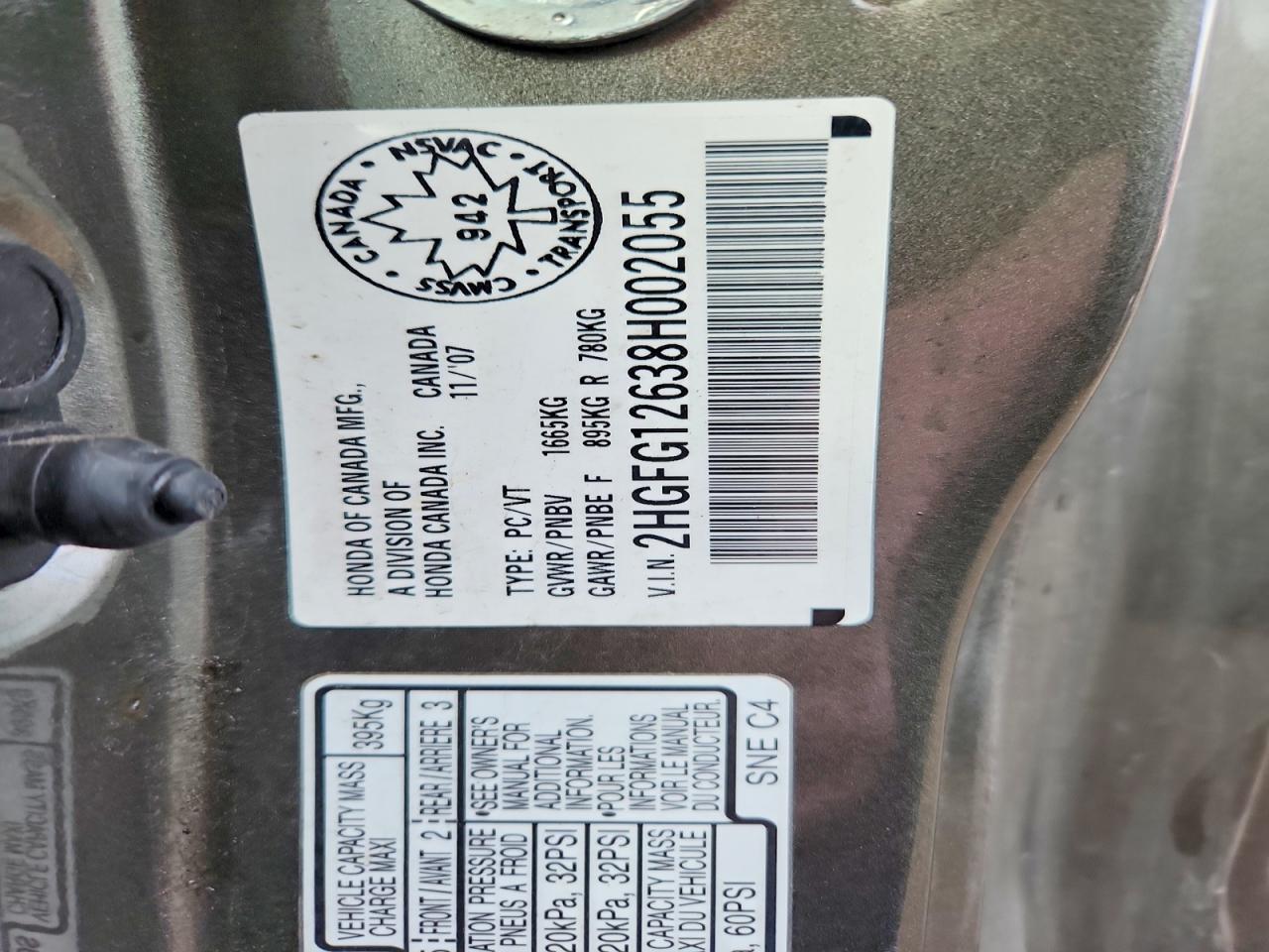 2008 HONDA CIVIC LX photo 34