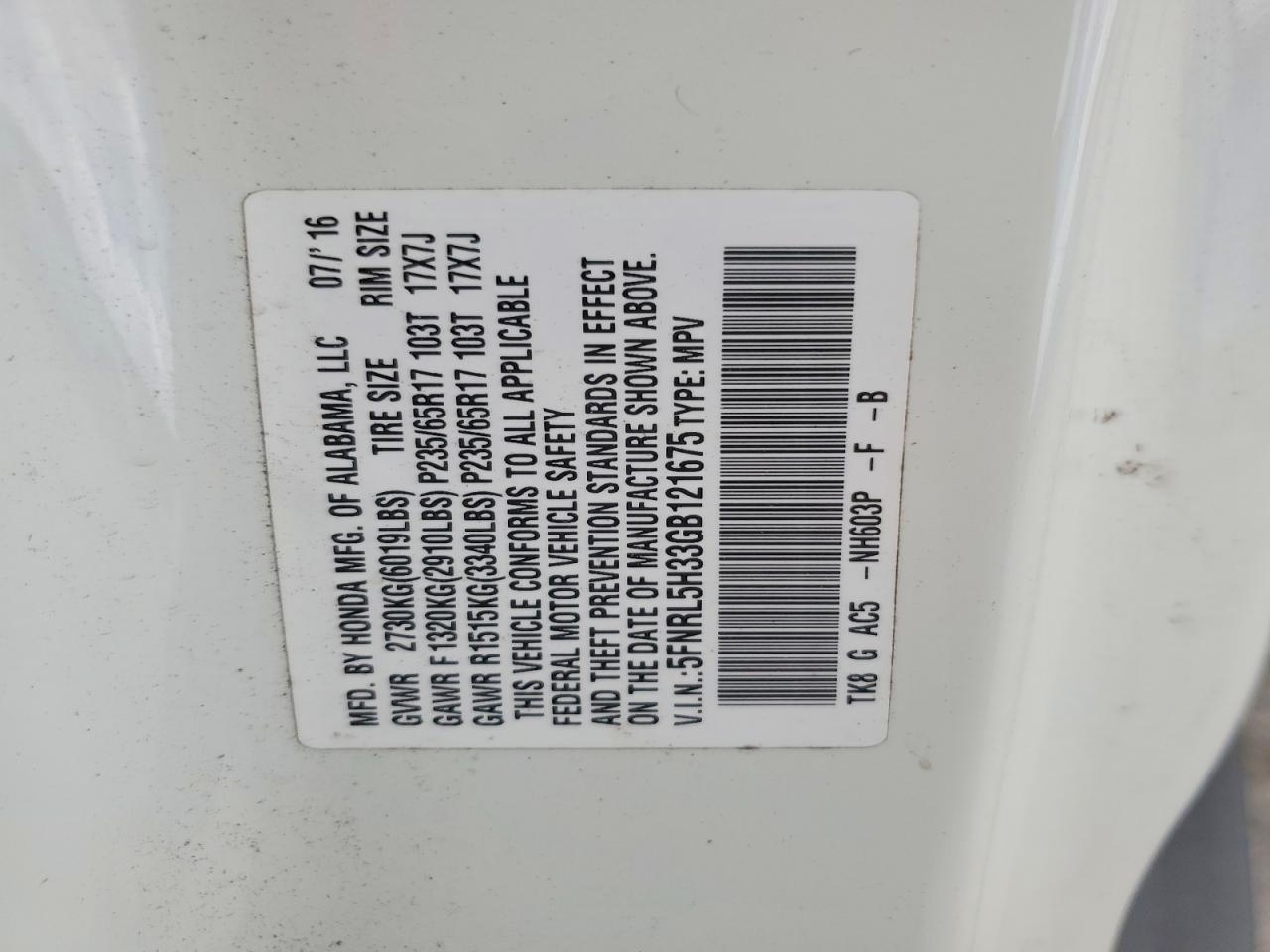 2016 HONDA ODYSSEY SE photo 40