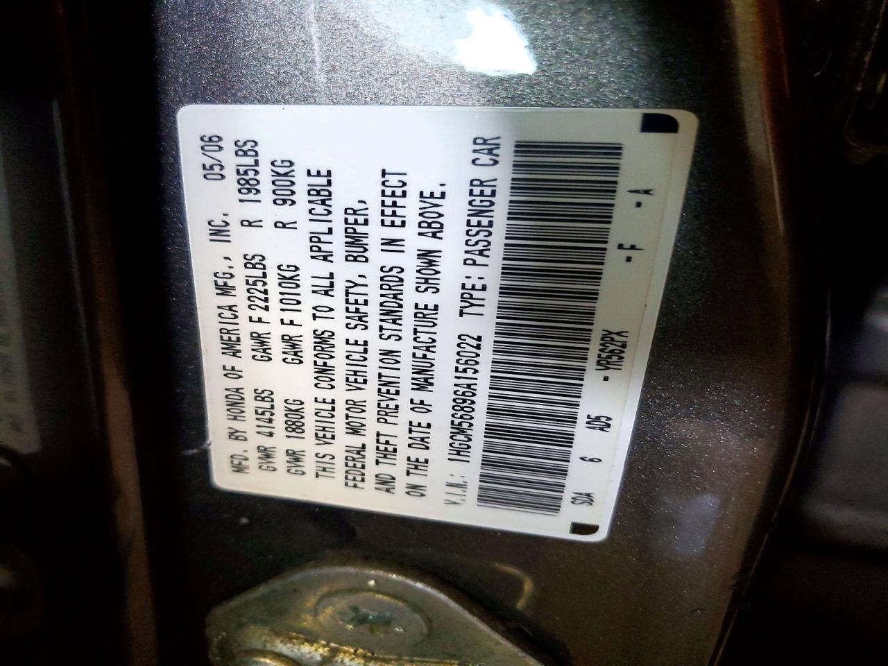 2006 HONDA ACCORD EX photo 23