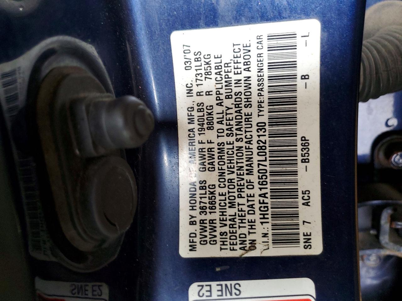 2007 HONDA CIVIC LX photo 23