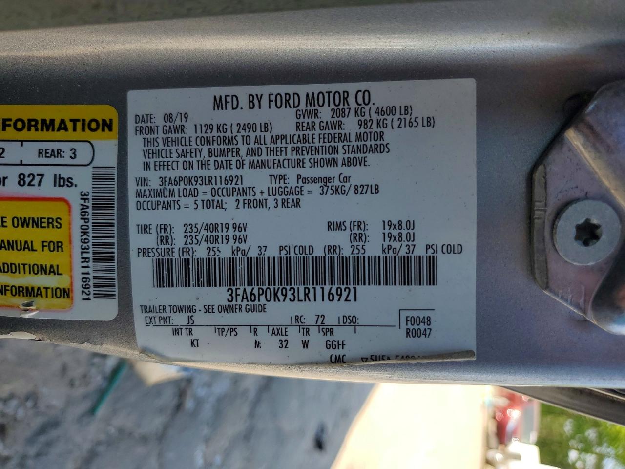 2020 FORD FUSION TITANIUM photo 34