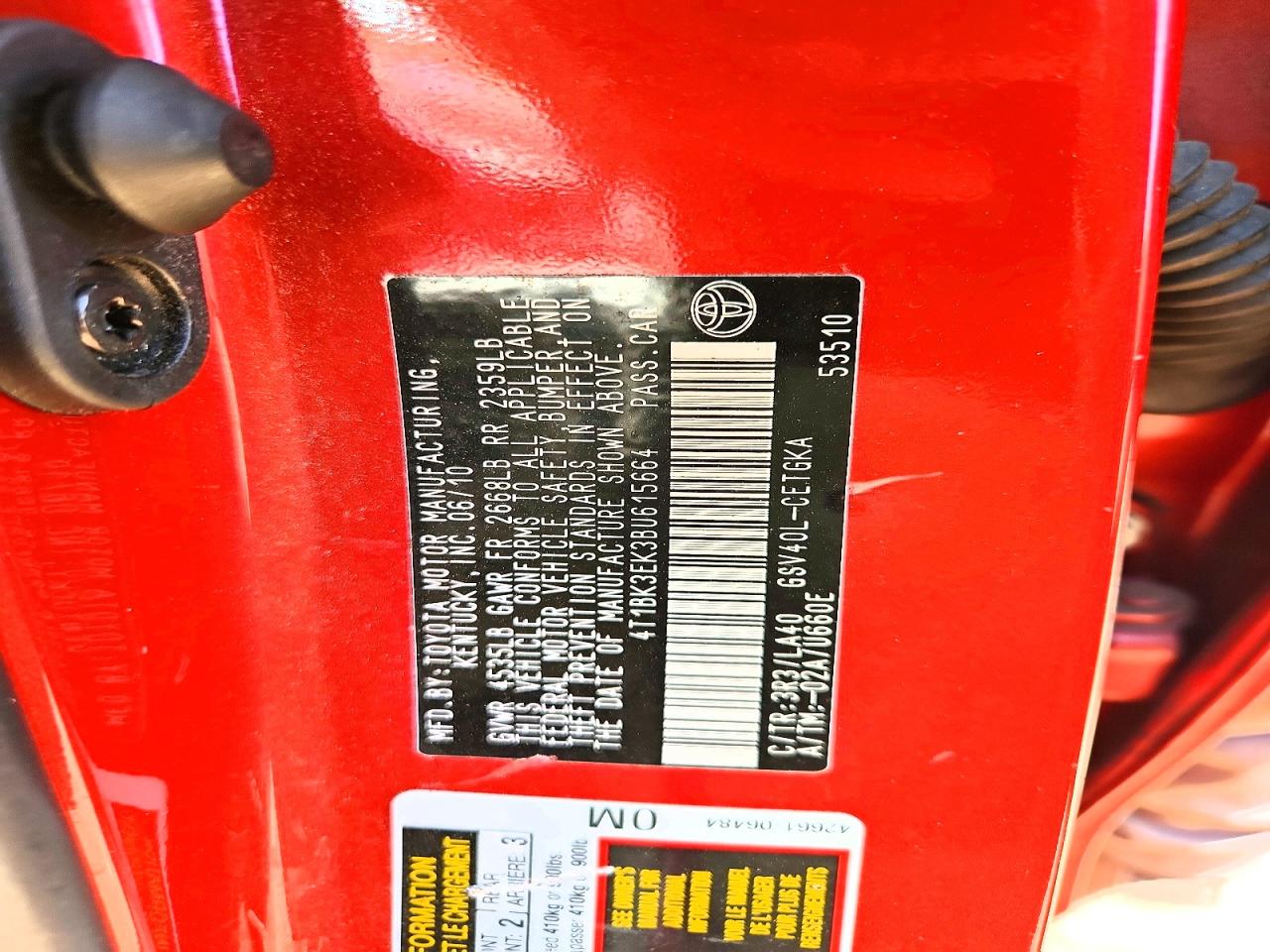 2011 TOYOTA CAMRY XLE V6 photo 23