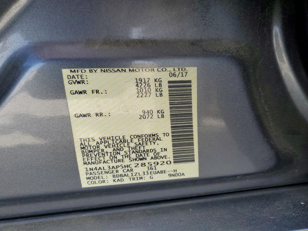 2017 NISSAN ALTIMA 2.5 SV photo 23