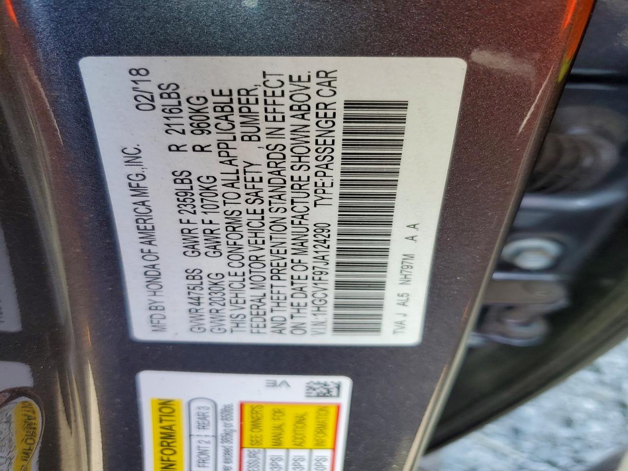 2018 HONDA ACCORD TOURING photo 34