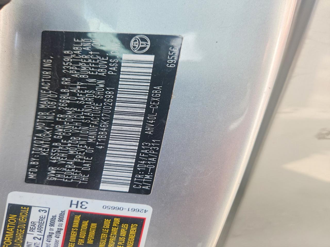 2007 TOYOTA CAMRY HYBRID photo 25