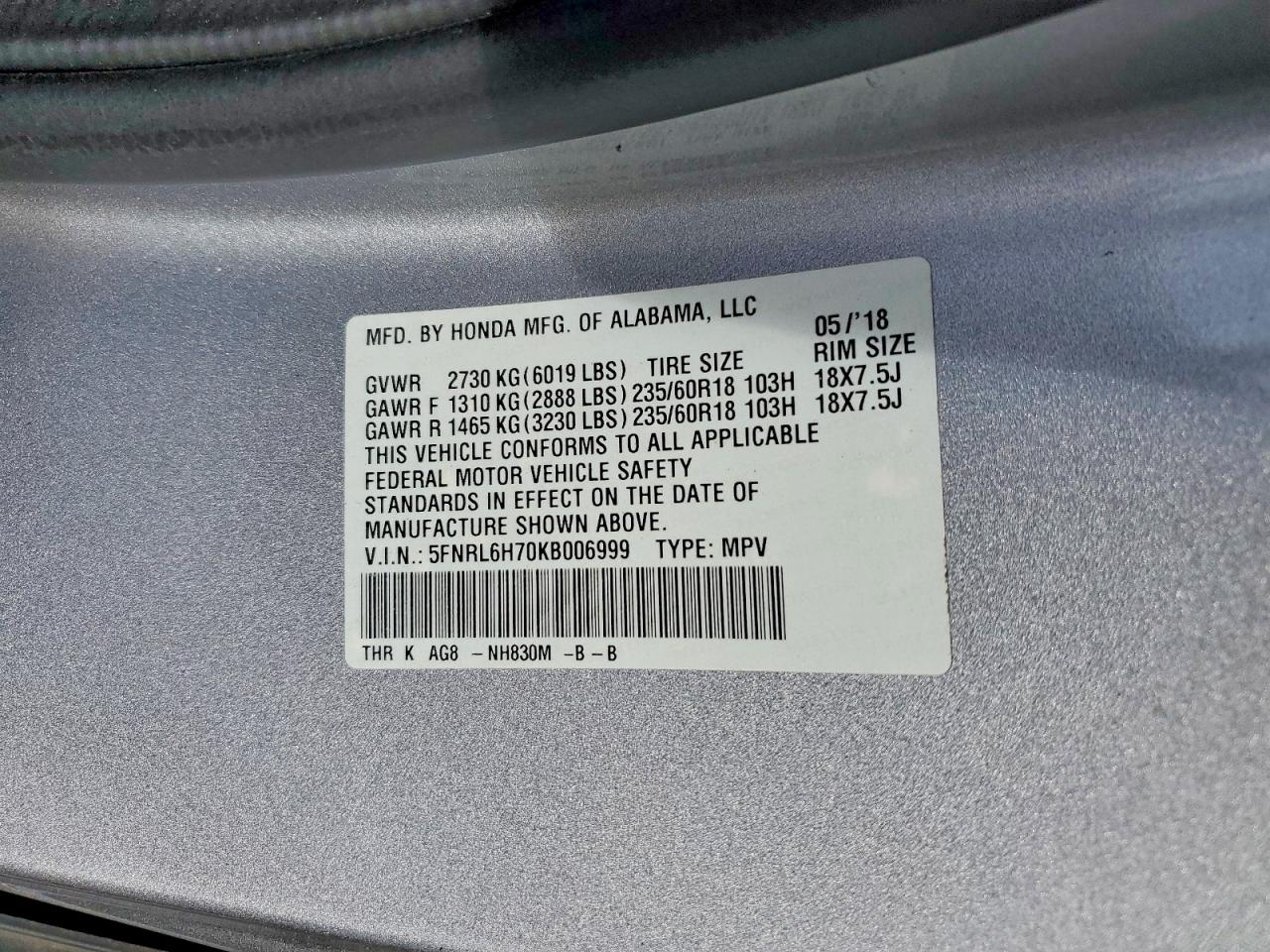 2019 HONDA ODYSSEY EXL photo 25