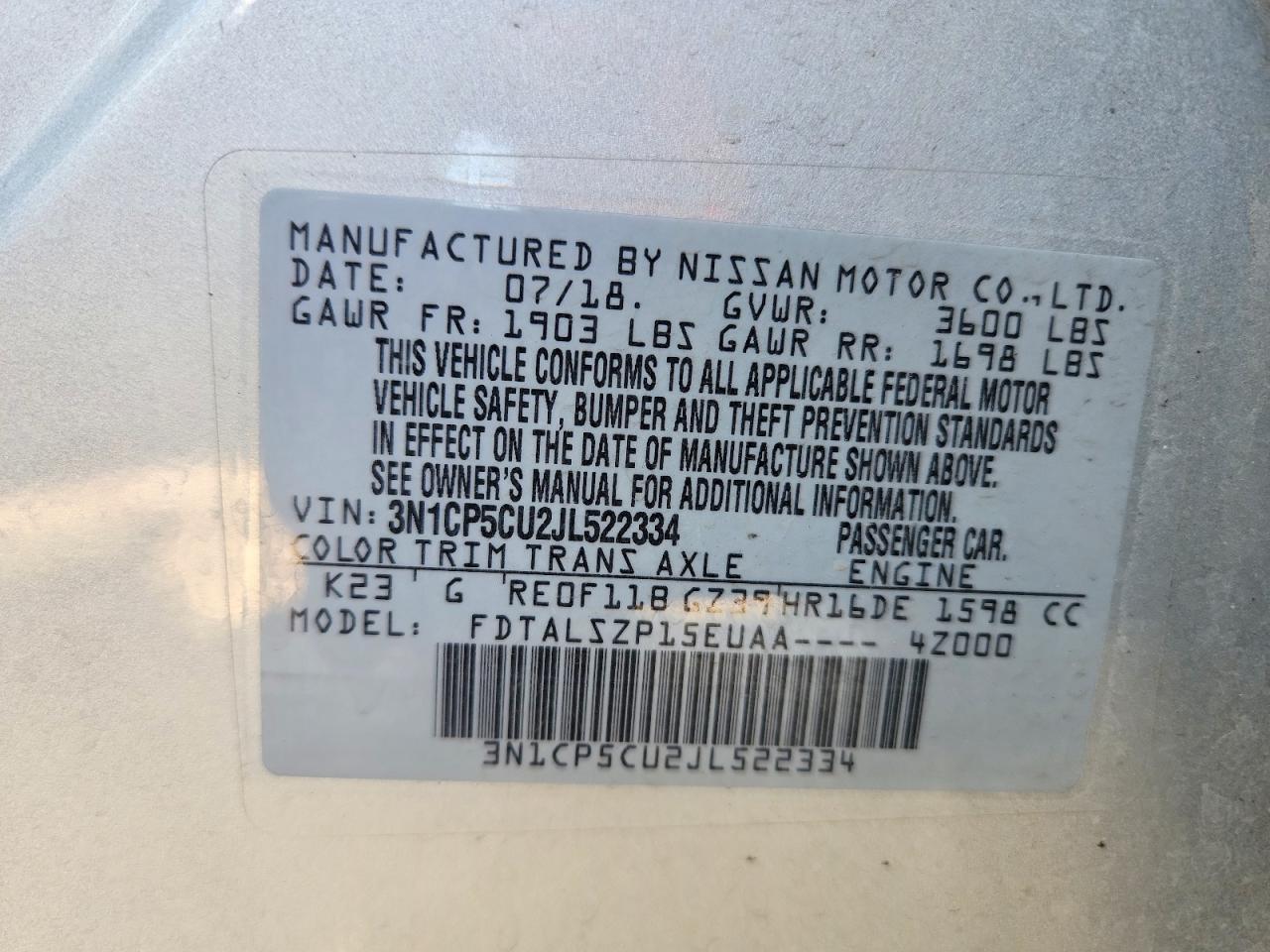 2018 NISSAN KICKS SV photo 37