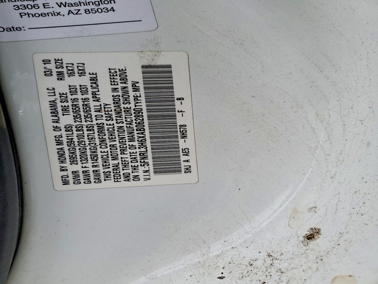 2010 HONDA ODYSSEY EXL photo 25