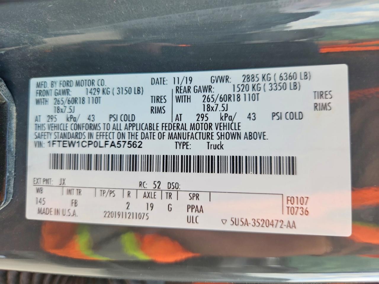 2020 FORD F150 SUPERCREW photo 34