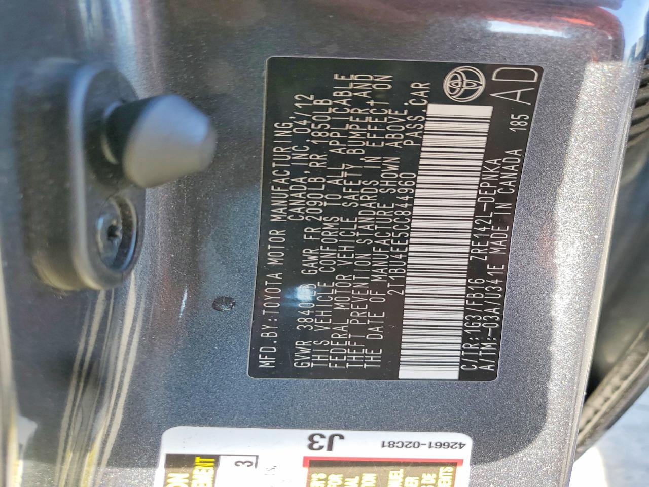 2012 TOYOTA COROLLA LE photo 23