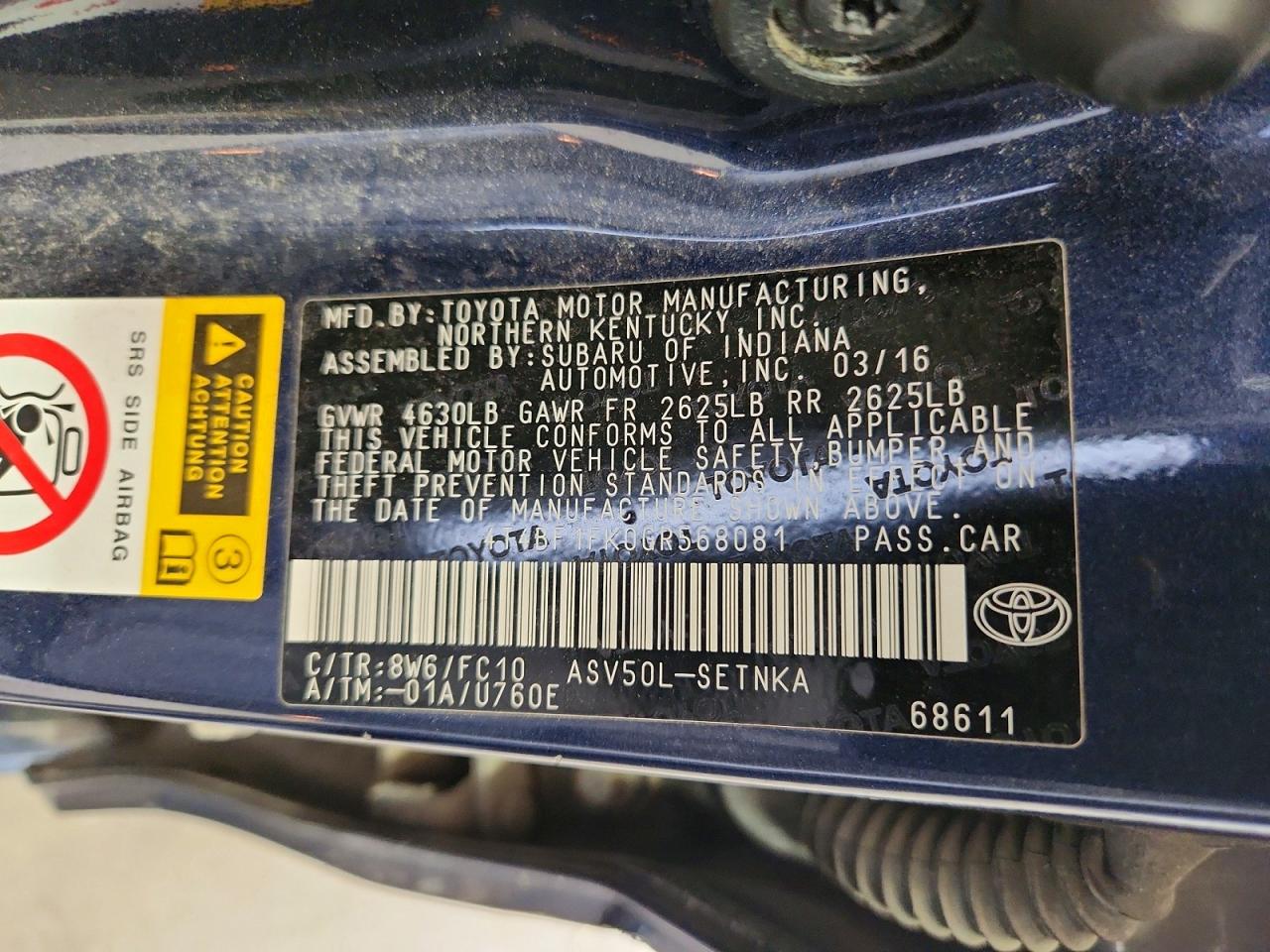 2016 TOYOTA CAMRY LE photo 12