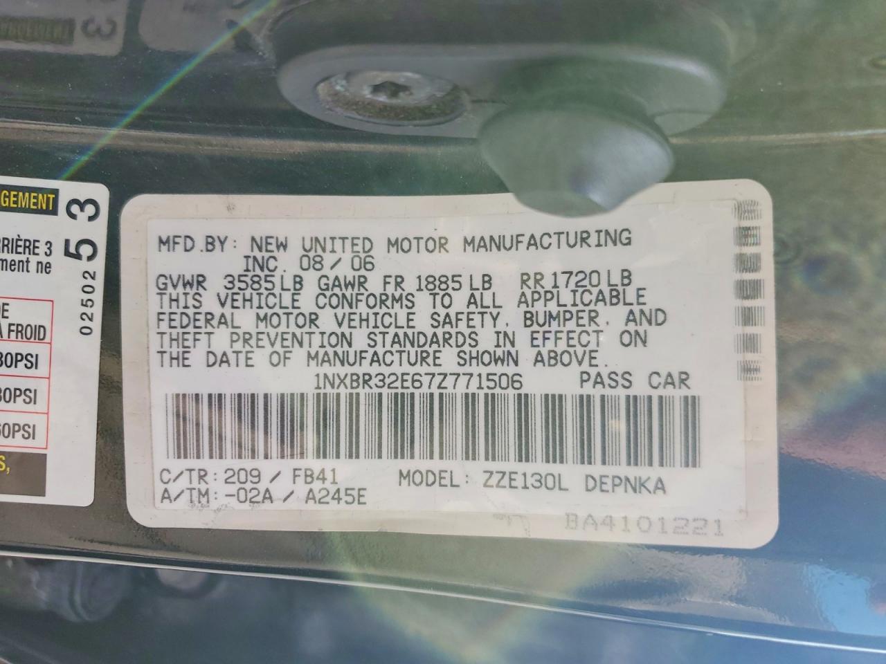 2007 TOYOTA COROLLA LE photo 23