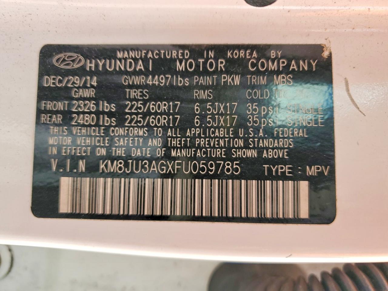 2015 HYUNDAI TUCSON SE photo 37