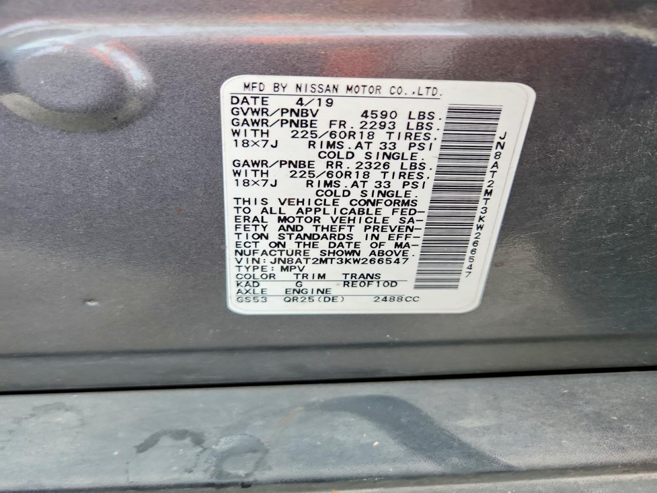 2019 NISSAN ROGUE SV photo 40