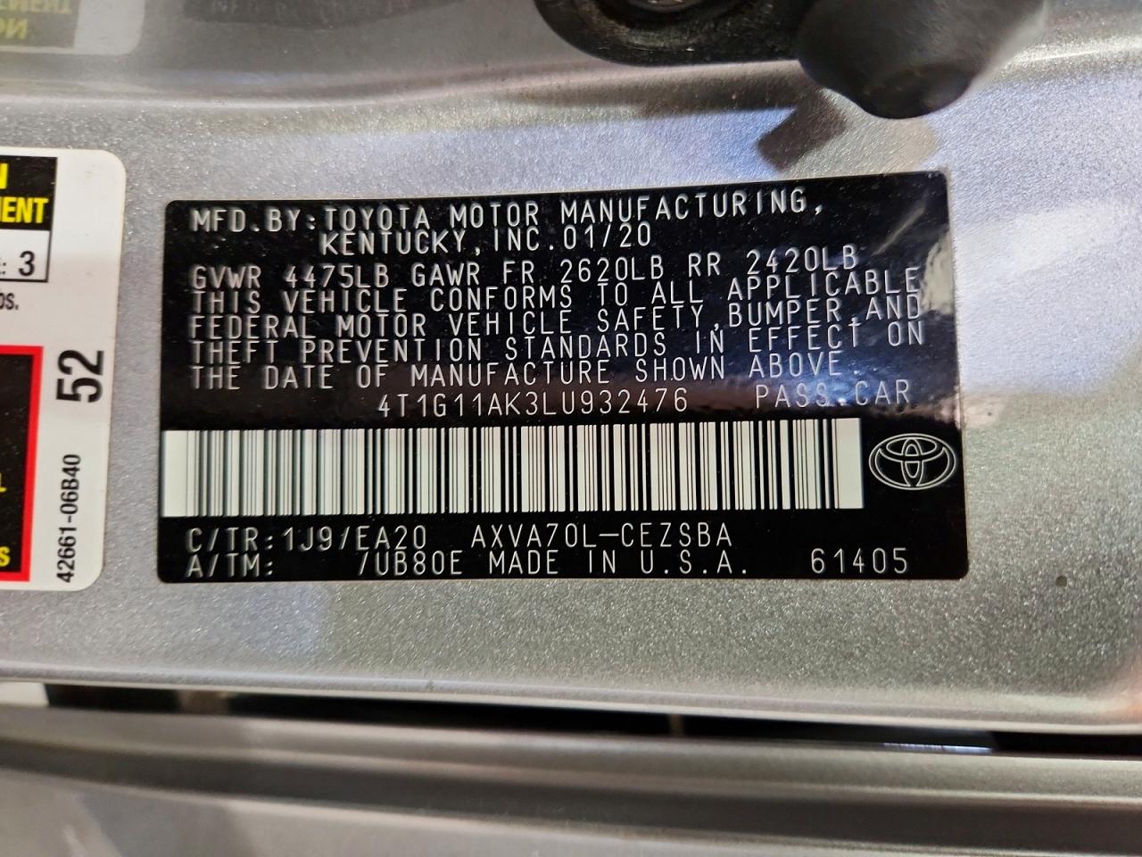2020 TOYOTA CAMRY SE photo 25