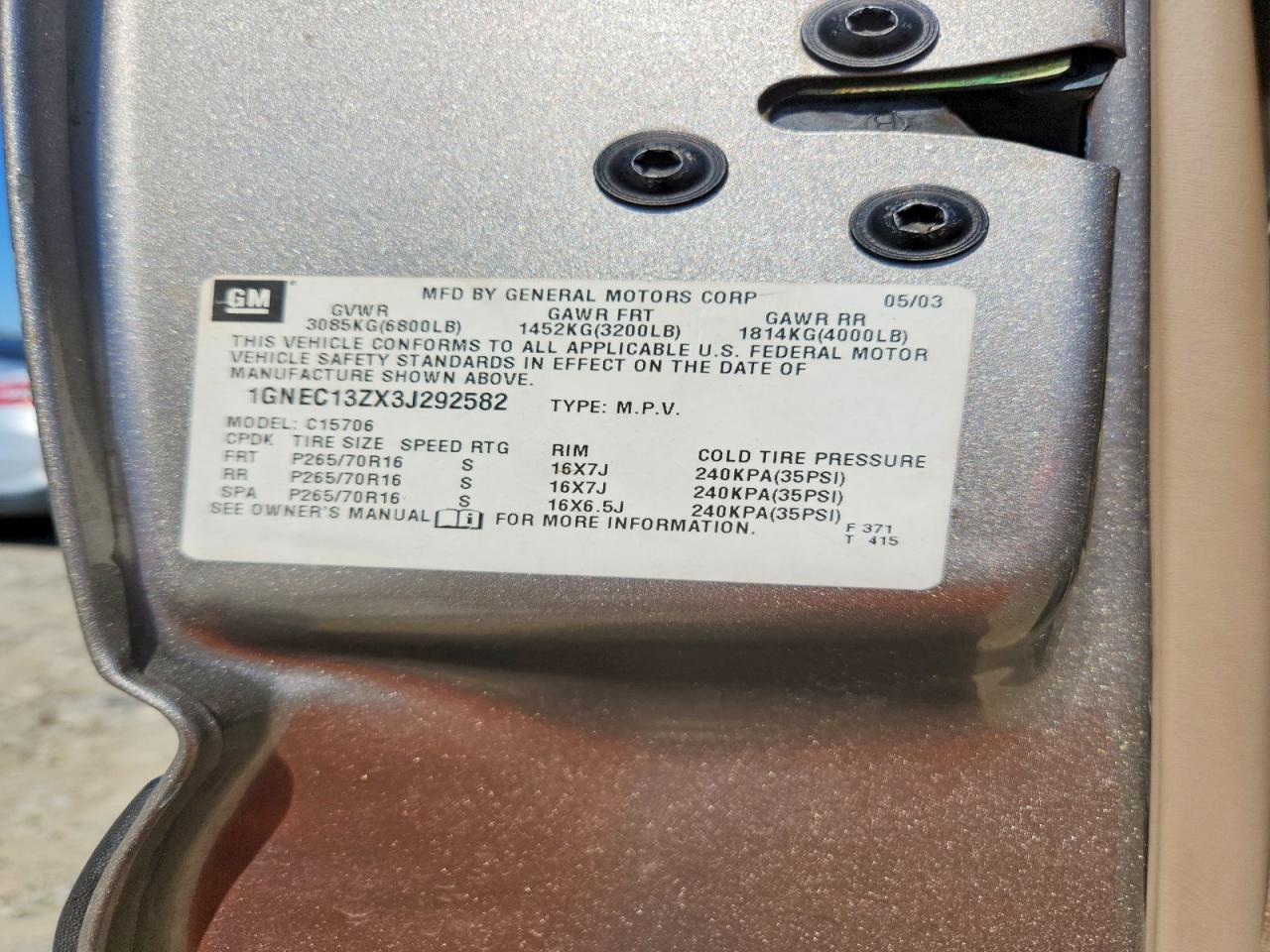 2003 CHEVROLET TAHOE C1500 photo 37