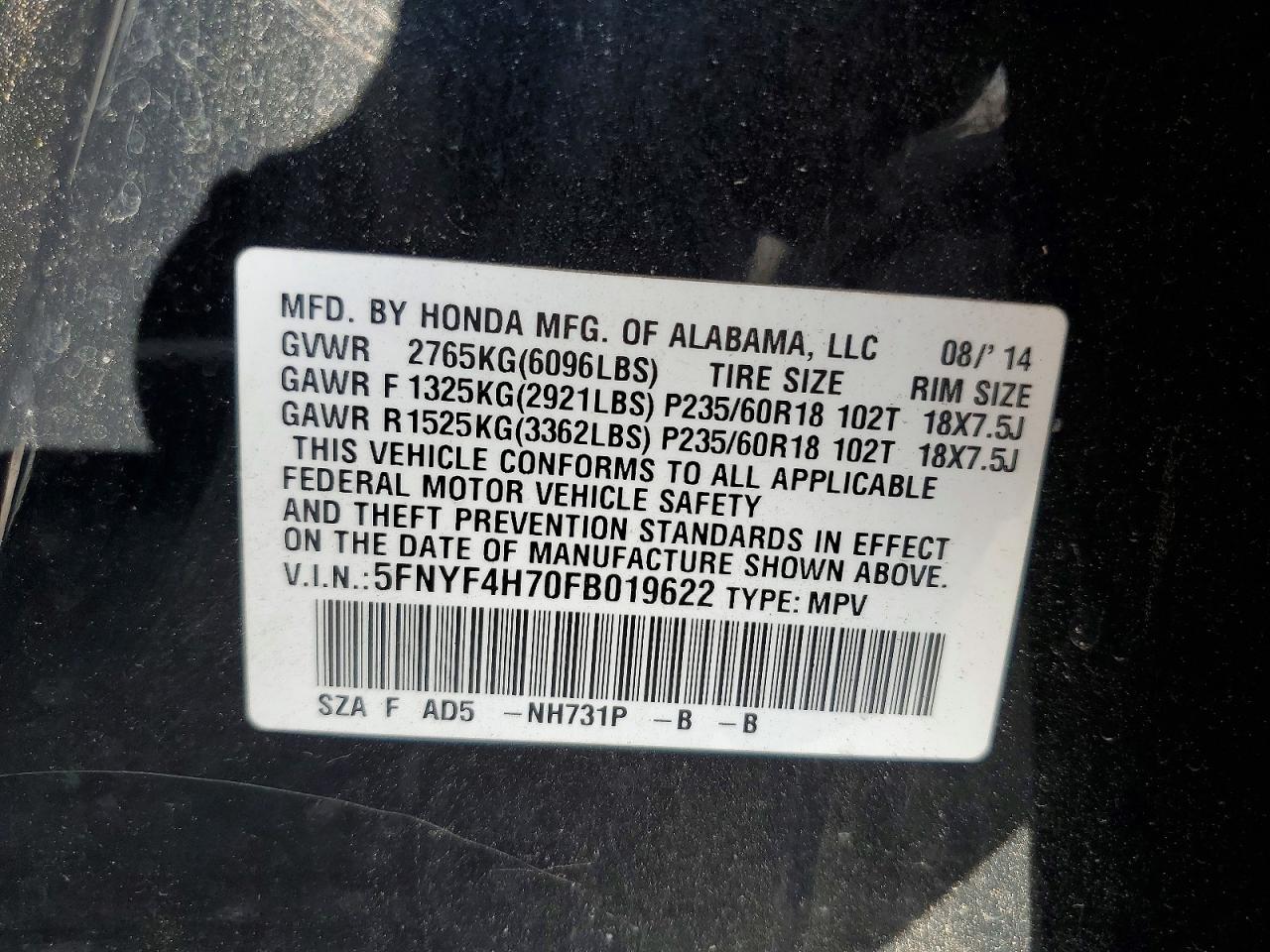 2015 HONDA PILOT EXLN photo 25