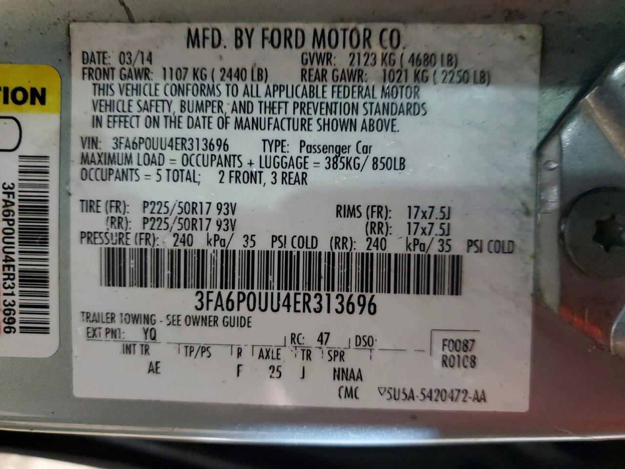 2014 FORD FUSION S HYBRID photo 23