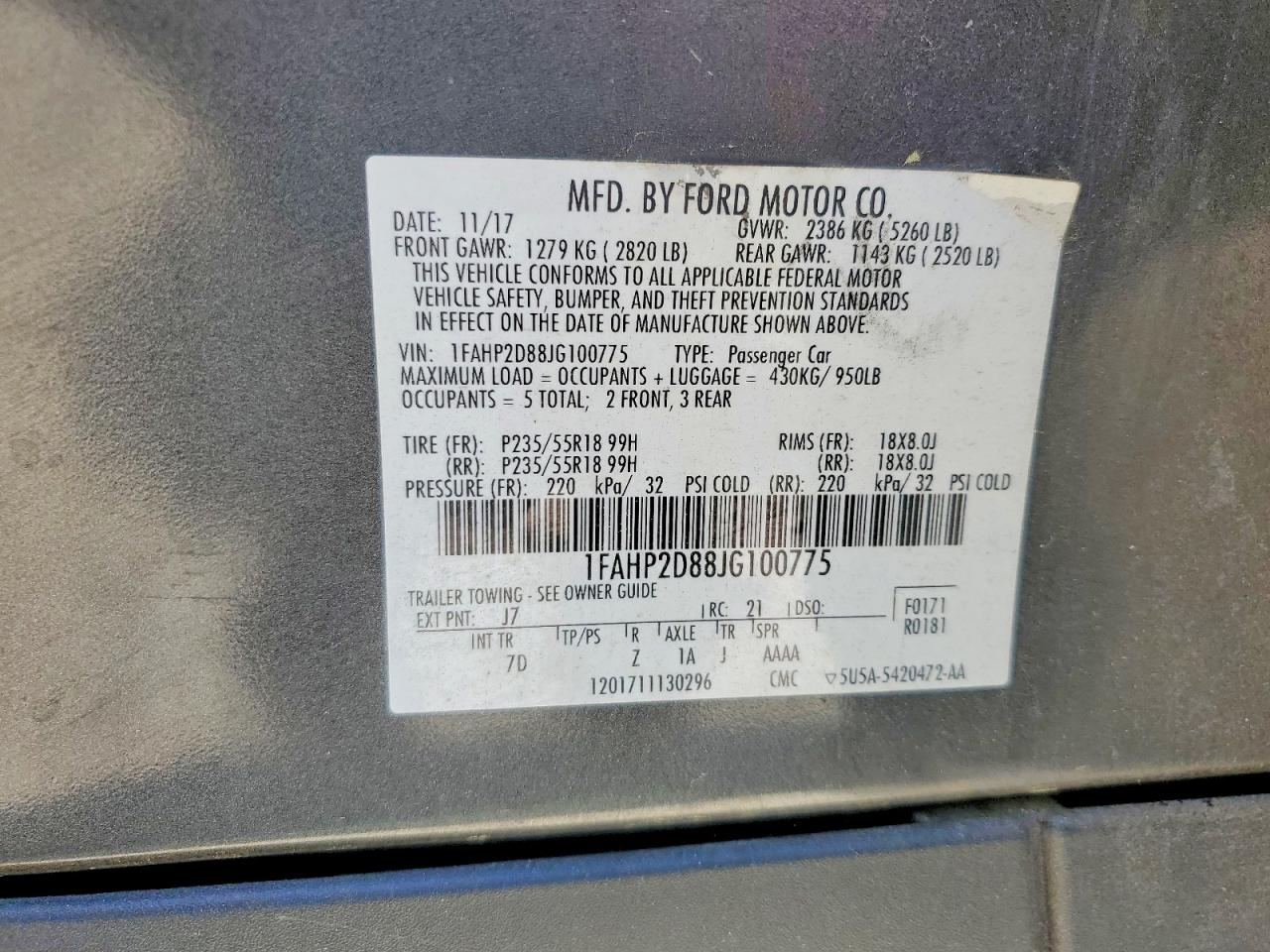 2018 FORD TAURUS SE photo 12