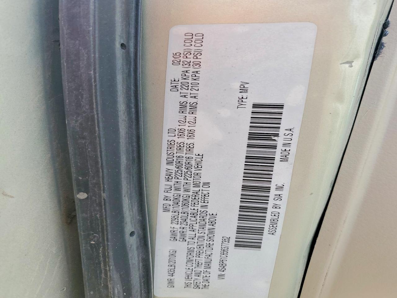 2005 SUBARU LEGACY OUTBACK 2.5I photo 12