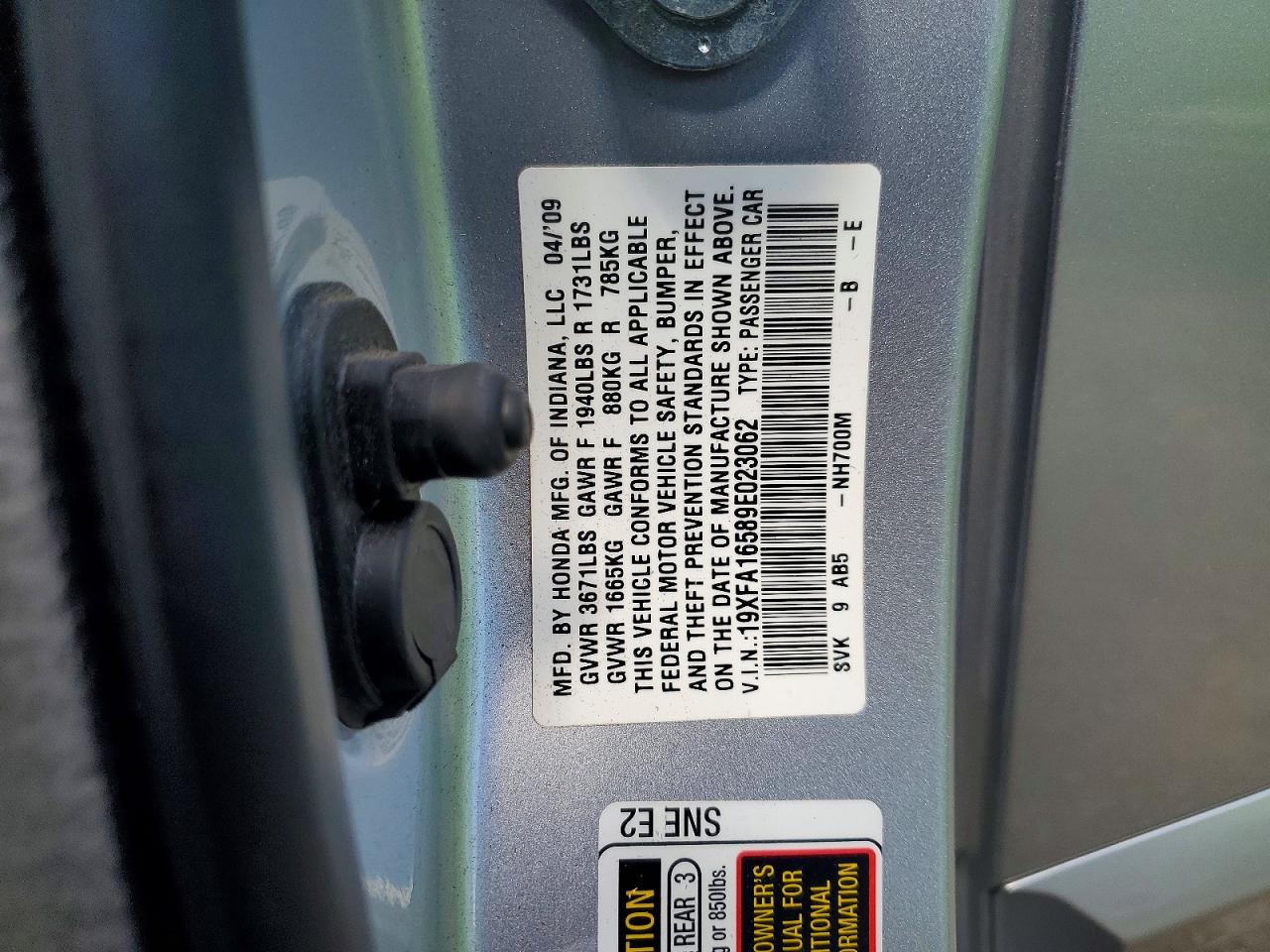 2009 HONDA CIVIC LX photo 23
