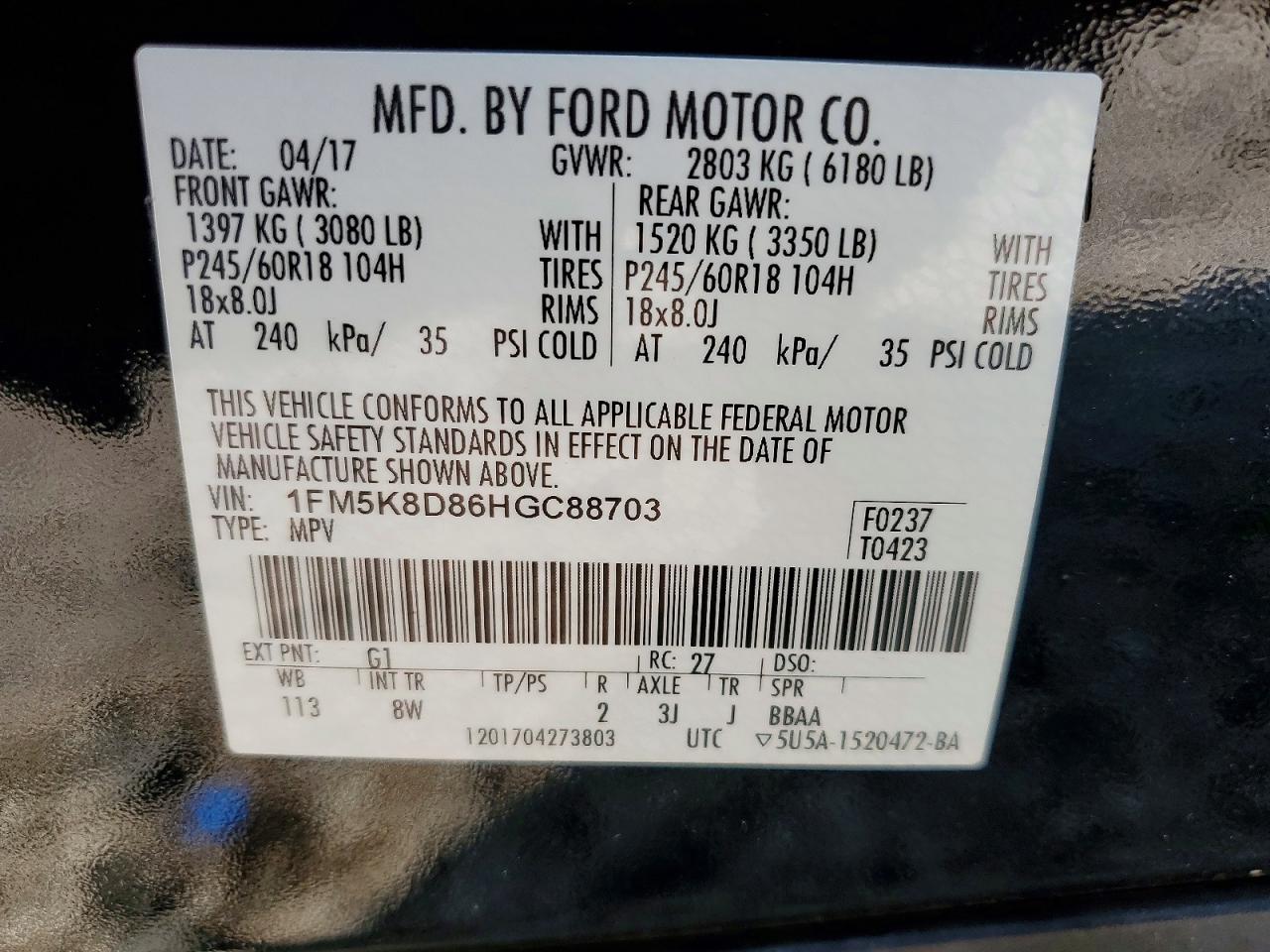 2017 FORD EXPLORER XLT photo 27