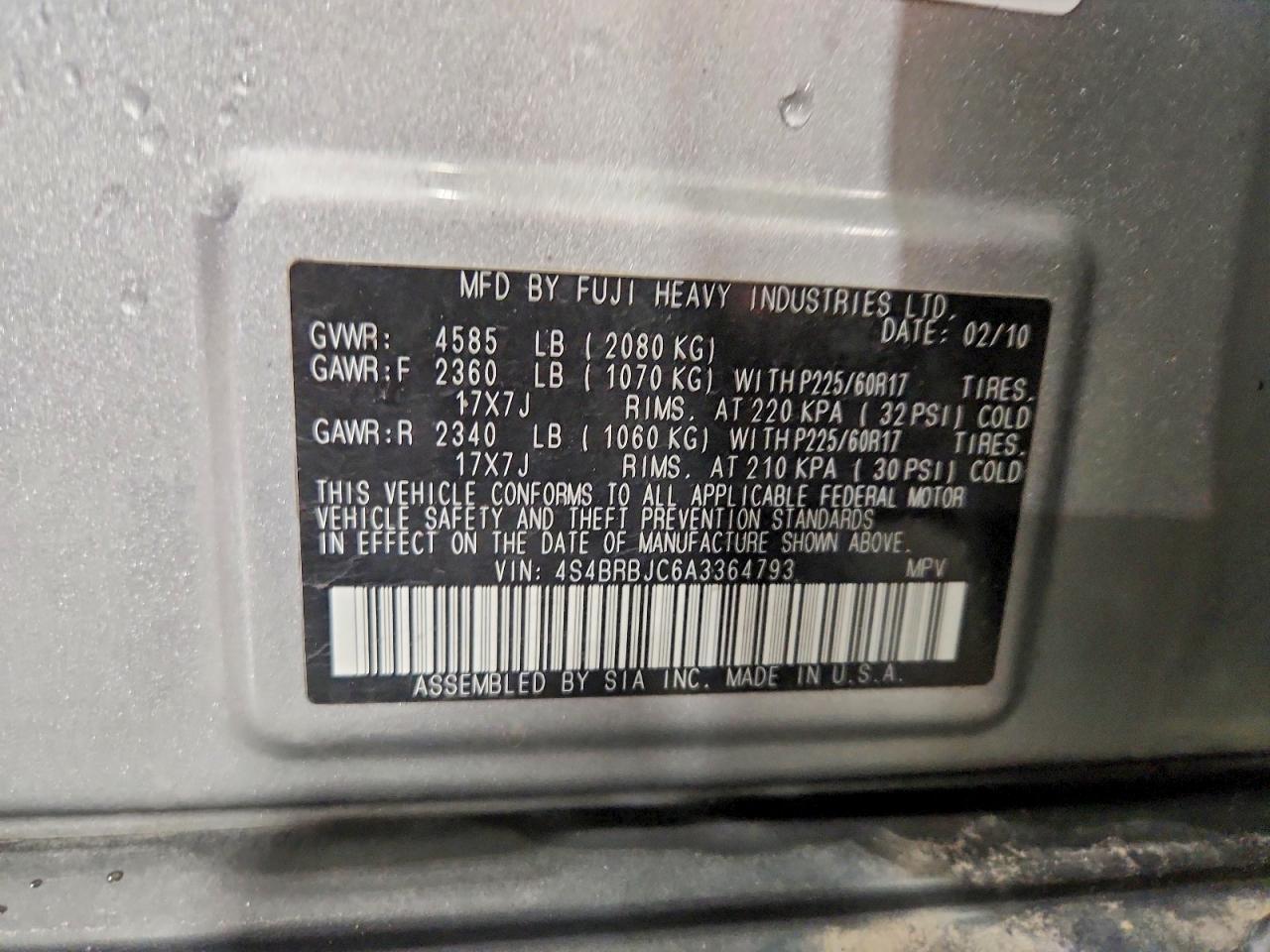 2010 SUBARU OUTBACK 2.5I LIMITED photo 25